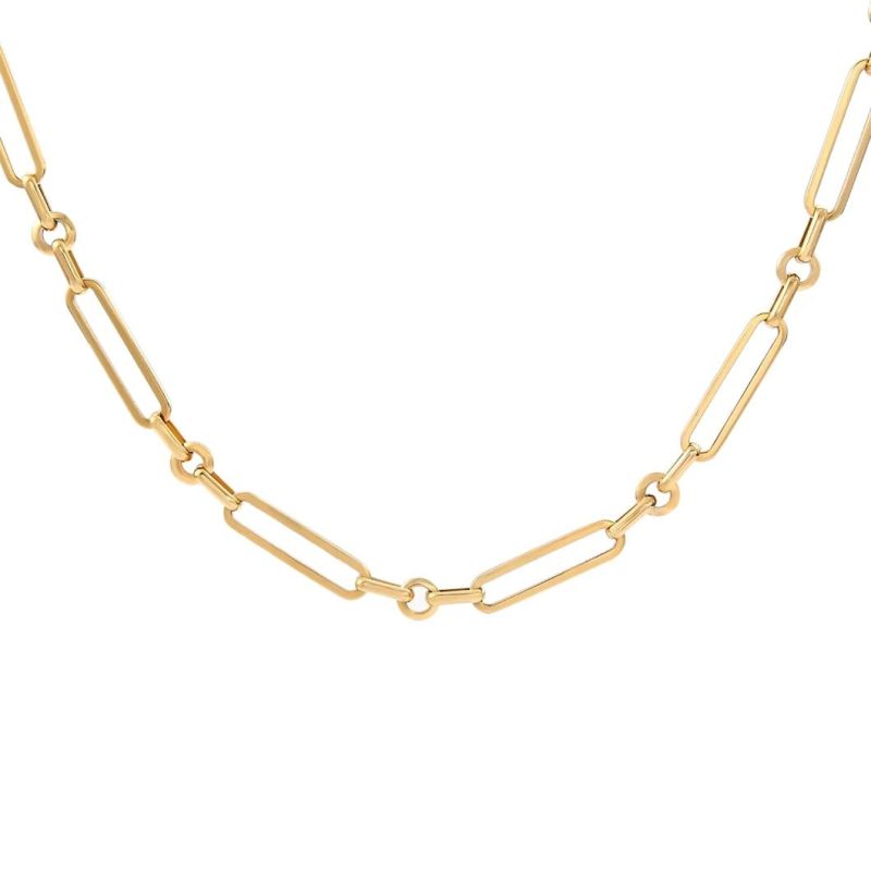 Fashion Girl Stainless Steel 18K Gold Plated Jewelry Collocation Short Dainty Paperclip Chain Link Necklace