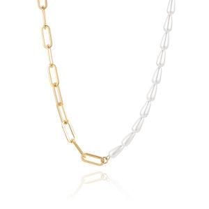Fashion Stainless Steel Chain Choker Women Freshwater Pearl Necklace Jewelry