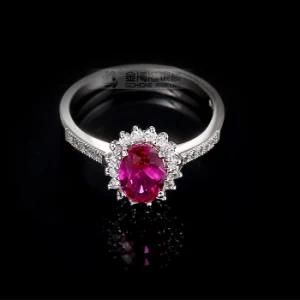 925 Sterling Silver Gemstone Ring Wth Ruby CZ Stone