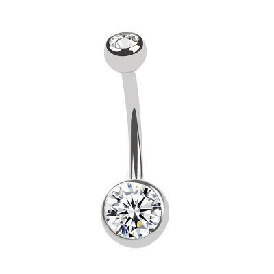 Eternal Metal ASTM F136 Titanium Internally Threaded One CZ Belly Button Ring Jewelry Piercing