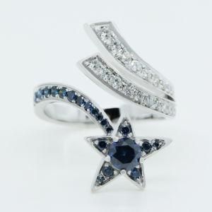 Fashion 925 Silver Jewelry London Blue Lucky Star Ring