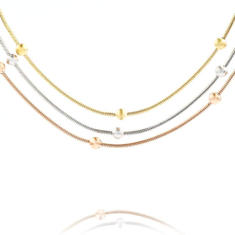Factory Wholesale 18K Gold Plated Stainless Steel Round Snake Chain with Round Bead Jewellry for Layering Necklace Design