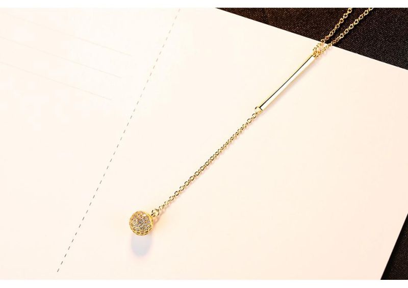 Jewelry Female Gold Plated Ball Zircon Pendant Necklace
