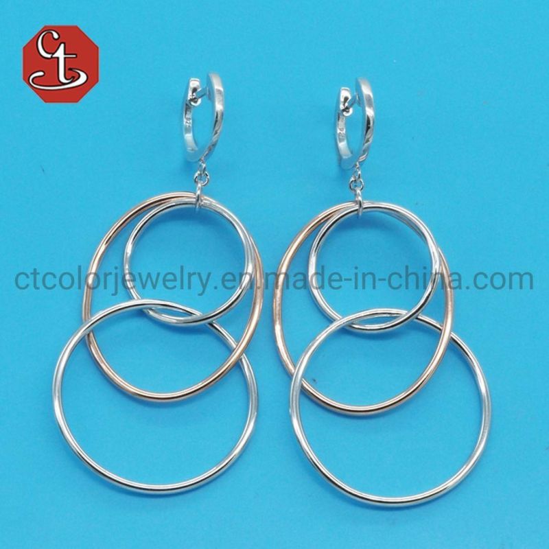 Special Few CZ Haggie Round circle AB Unbalnce asymmetrical Earring Brass & Silver Jewelry