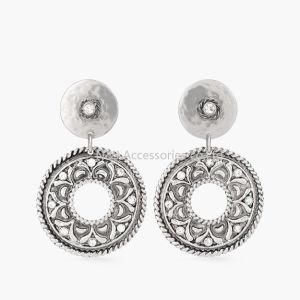 2017 New Fashion Round Earrings Stud Silver Plated with Czech Crystal Women Earrings Wholesale Jewelry