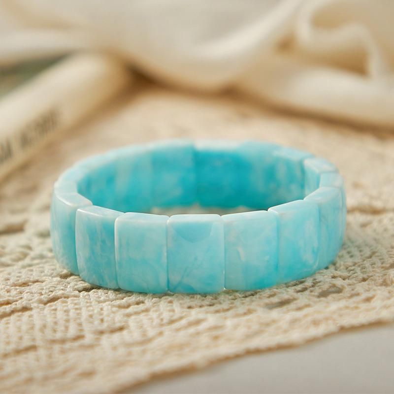 Fashion Jewelry Natural Hemimorphite Bracelet Light Blue Square Strand