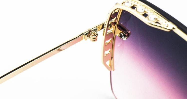 Diamond-Encrusted Square Half Frame Wholesale Sunglasses for Women