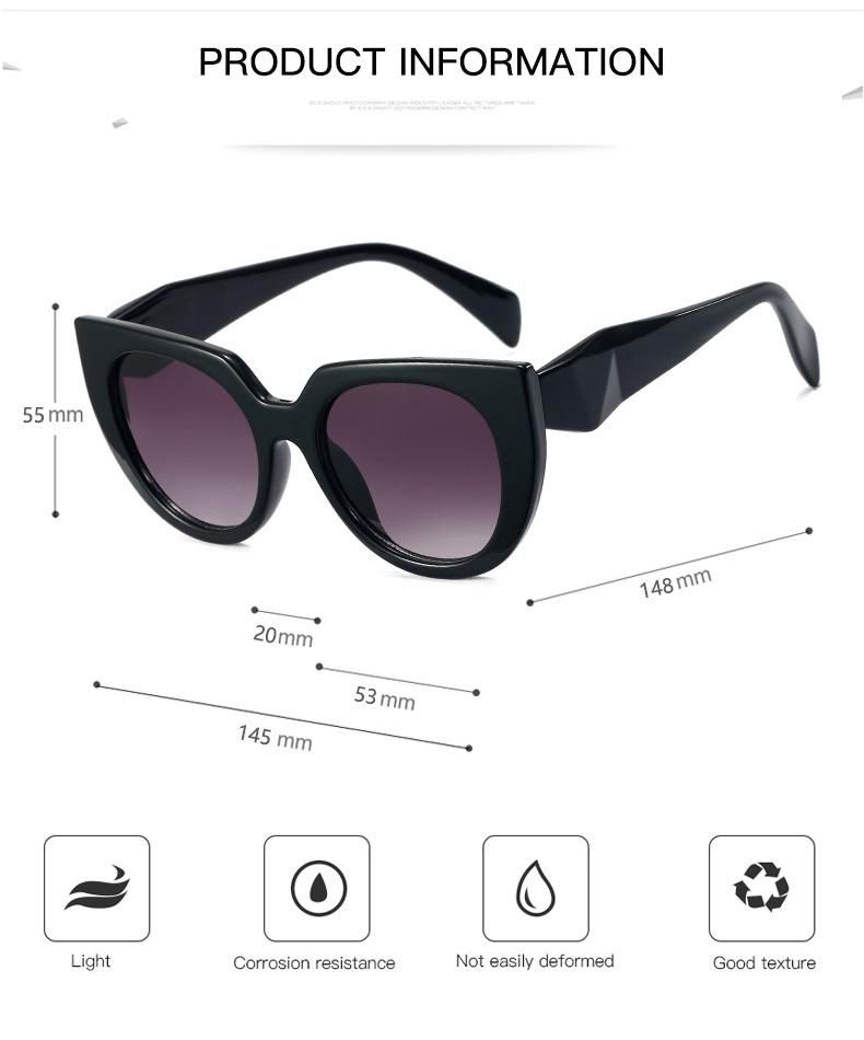 Fashion Double Colors Cateye and Oval Thick Custom Logo Ready to Ship Women Vintage PC Sunglasses