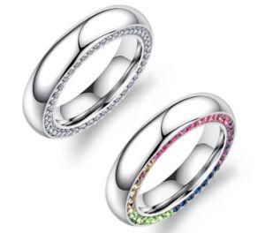 Titanium Steel Side Inlaid Cubic Zirconia Ring for Party Dating Bague Femme Best Friend Gifts