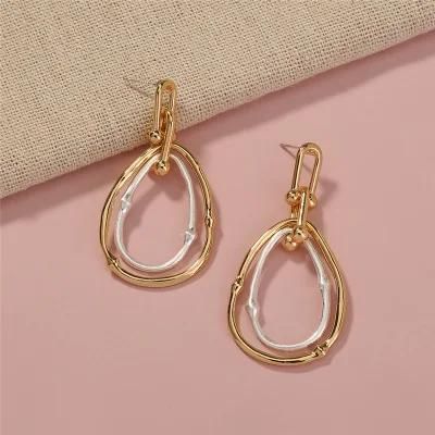 Wholesale Fashion Jewelry Water Drop Shape Earrings in Gold Plated with Sterling Silver Statement Oversized Hanging Design Women Earring