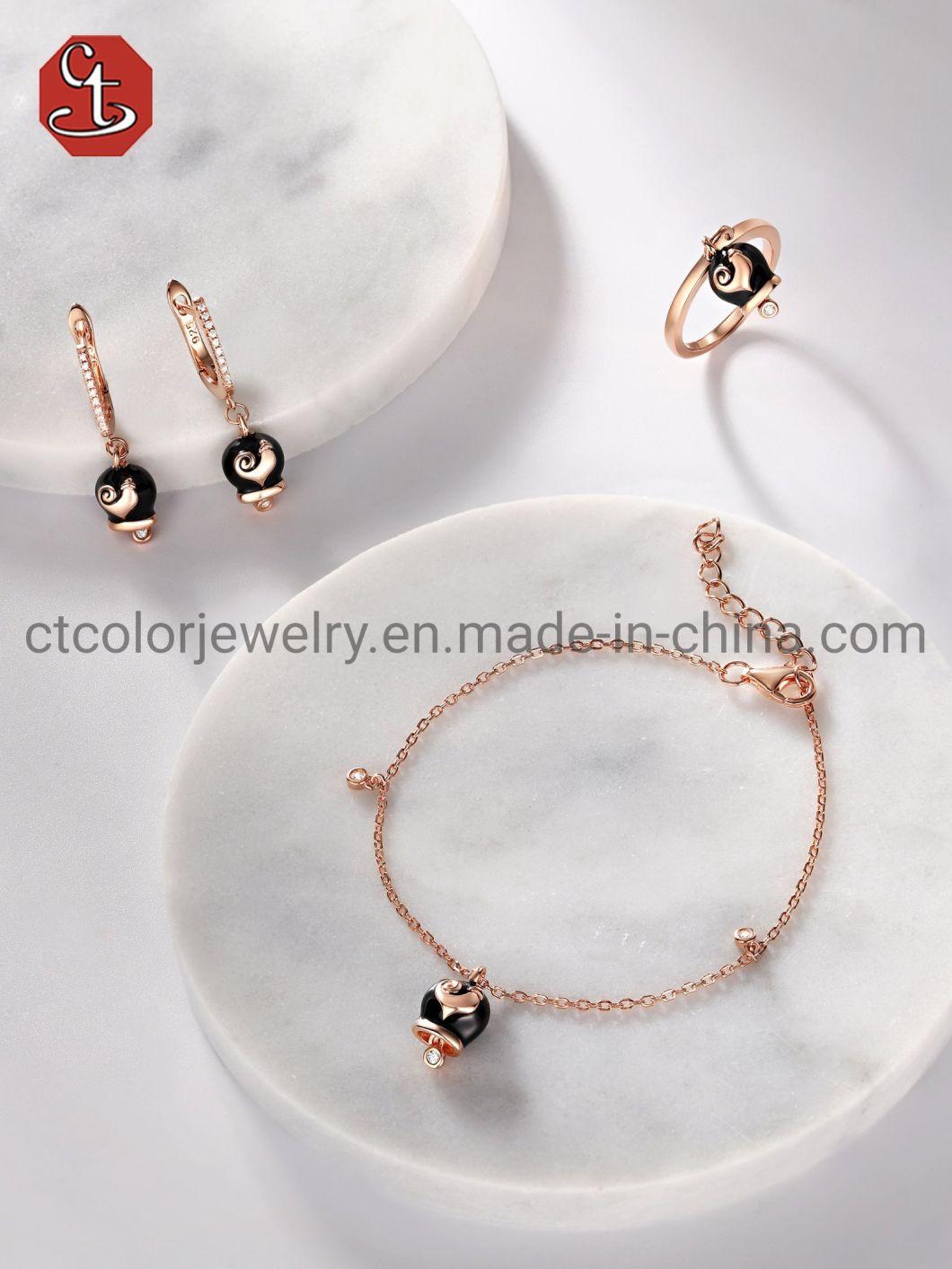 Fashion 925 Silver Simple Custom Enamel Charm Earrings Jewelry