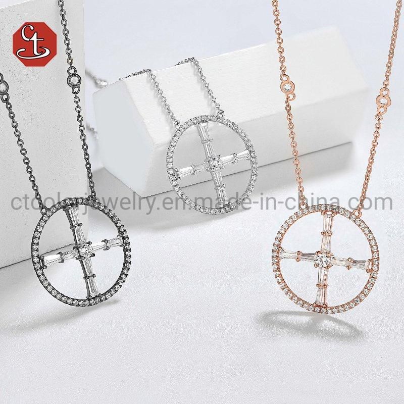 Fashion 14K Gold Necklaces Jewelry 925 Silver Pendant with Enamel Trendy Necklace