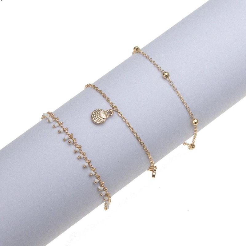 Fashion Personality Ancient Carved Three-Layer Tassel Five-Pointed Star Anklet Foot Decoration Female Beach Anklet