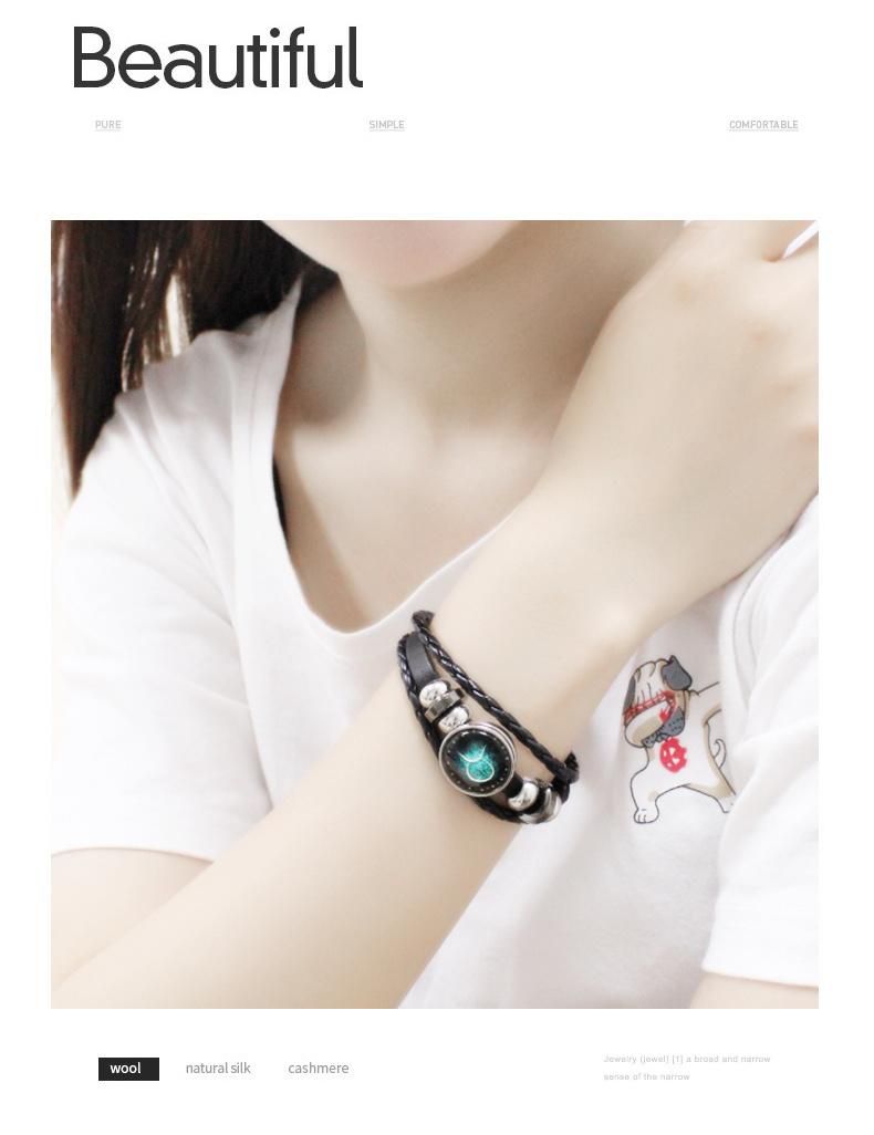 Amazon Hot Selling 12 Constellation Leather Woven Bracelet