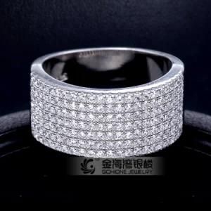 14k White Gold Plated Round Milligrain CZ Stackable Eternity Wedding Band Ring