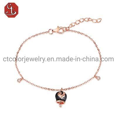 Wholesale Cheap Jewelry Rose Gold Plated Bangle 925 Silver Bracelet Enamel Chain Bracelet