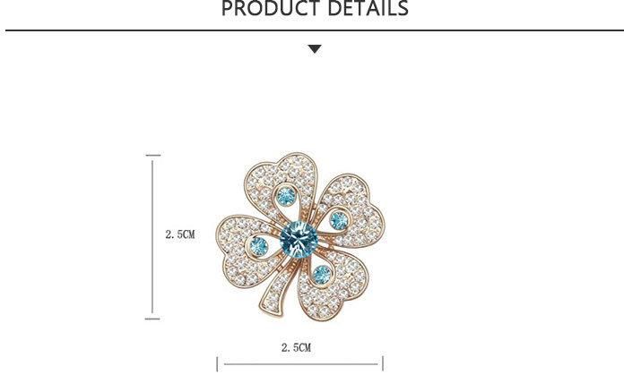 2020 Fashion Jewelry Flower Shape Gold Brooch with Blue Rhinestone