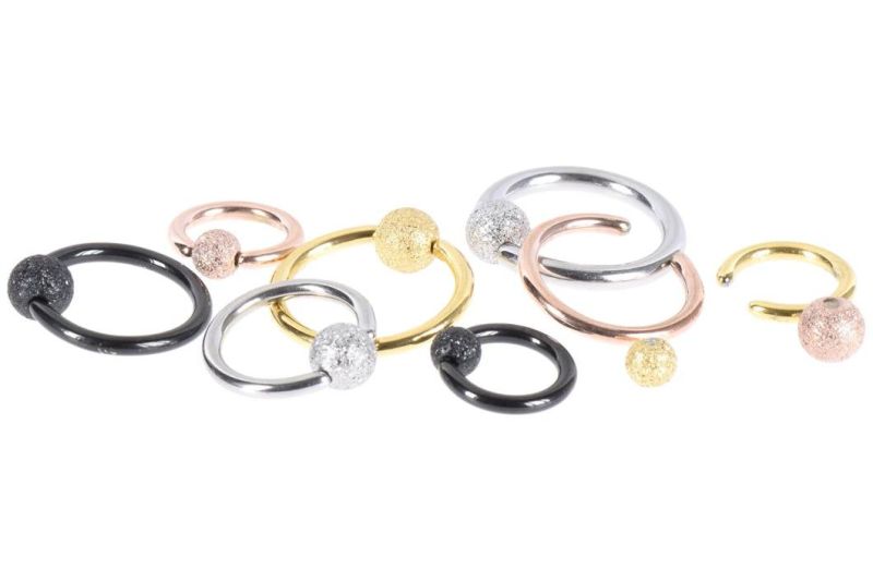 316L Surgical Stainless Steel Jewelry Body Piercing Ball Closure Ring Diamond Look