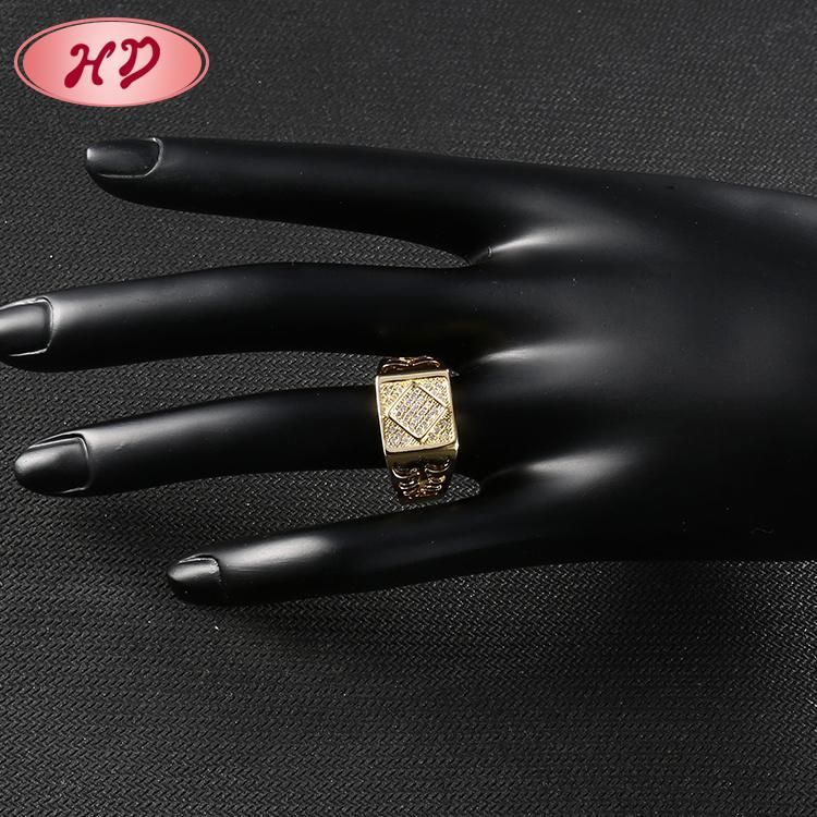 18K 14K Gold Plated Fashion Engagement Jewelry Wedding Stainless Steel Silver Man Finger Rings Design