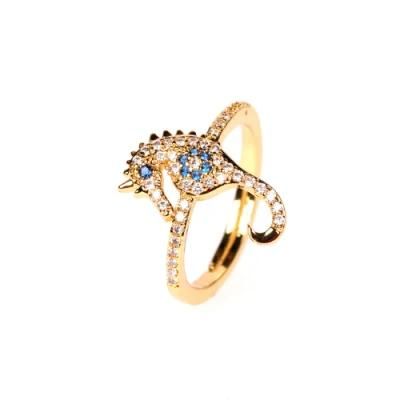 Hot Selling Fashion Cubic Zircon Sea Horse Finger Ring Women Gold Plated Ring