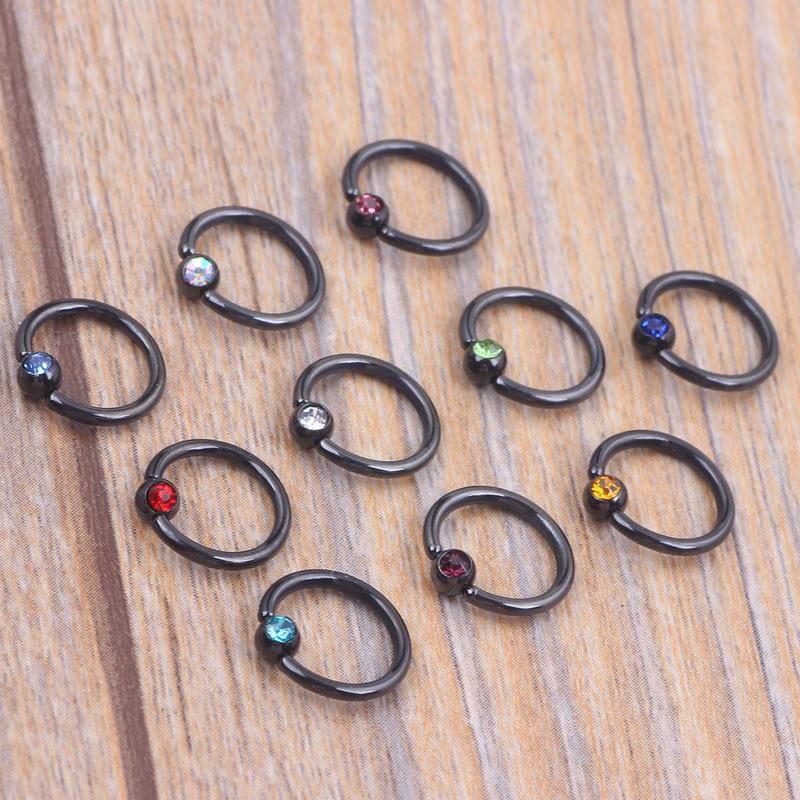 10PCS 16g Surgical Steel Captive Bead Ring Hoop Earrings Belly Lip Eyebrow Nipple Helix Tragus Stud Body Piercing Jewelry Set