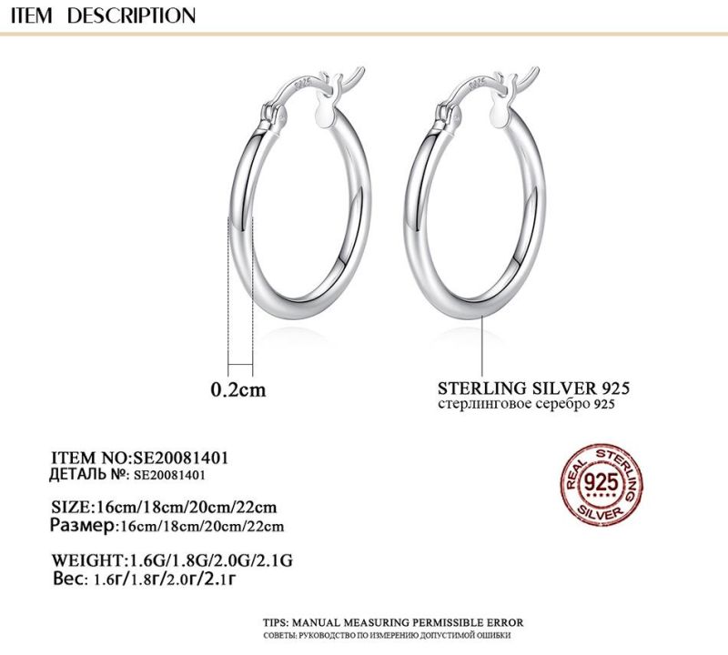 2021 French Resizable Loop Style Silver Earring Jewelry
