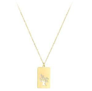 Fashion Lucky Tree Necklace Square Pendant Necklace Stainless Steel