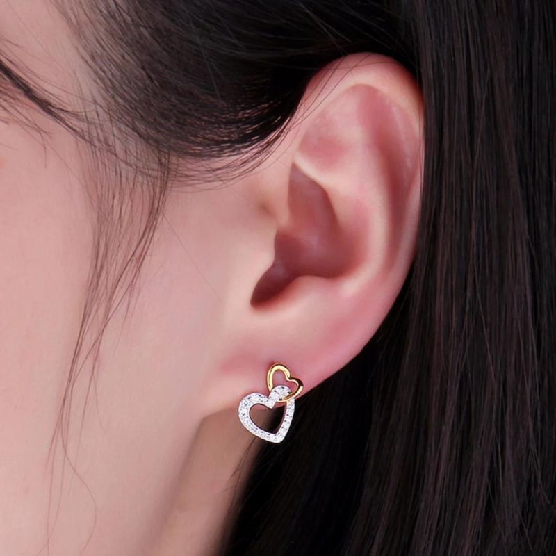 925 Sterling Silver Infinity Love Hearts Pave Cubic Zirconia Stud Earrings for Women Wholesale