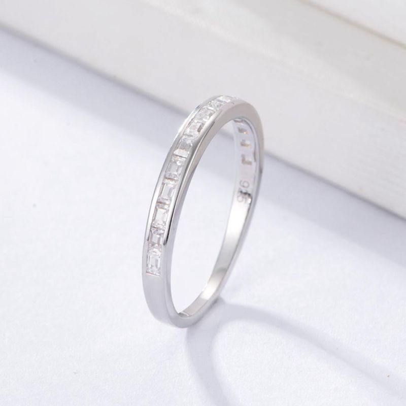 Jewelry Channel Setting White Zirconia 925 Sterling Silver Band Rings