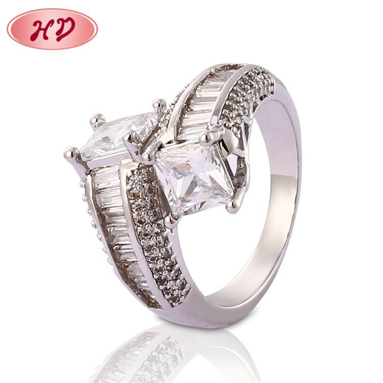 Women Silver Stainless Steel Rhodium Plated Engagement Finger Wedding Rings Fashion Jewelry Design