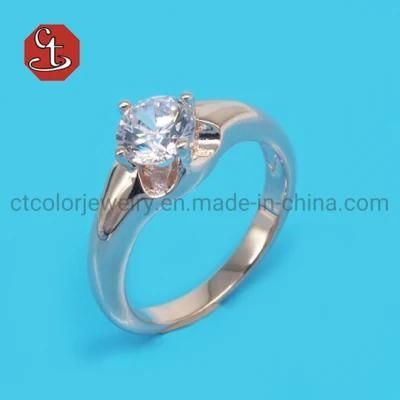 High Quality Classical Engagement Diamond Silver Rings Wholes Price