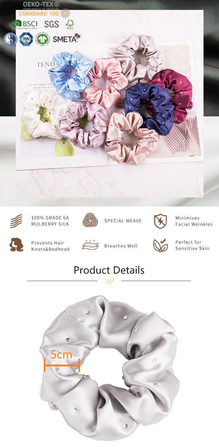 Woman Silk Scrunchies in High Quality with Beautiful Crystal