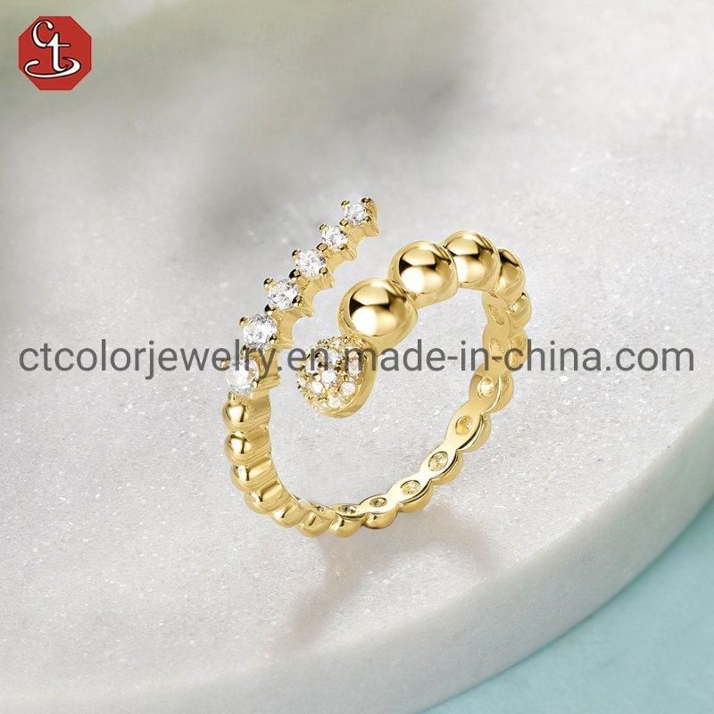 Fashion Simple Design 925 Silver and Brass Adjustable Ring Jewelry