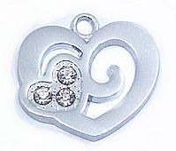 Rhinestone Heart Shaped Silver Pendant (DE02-643)