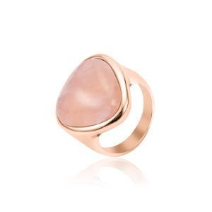 Fashion Women Stainless Steel Natural Stone Quartz Ring