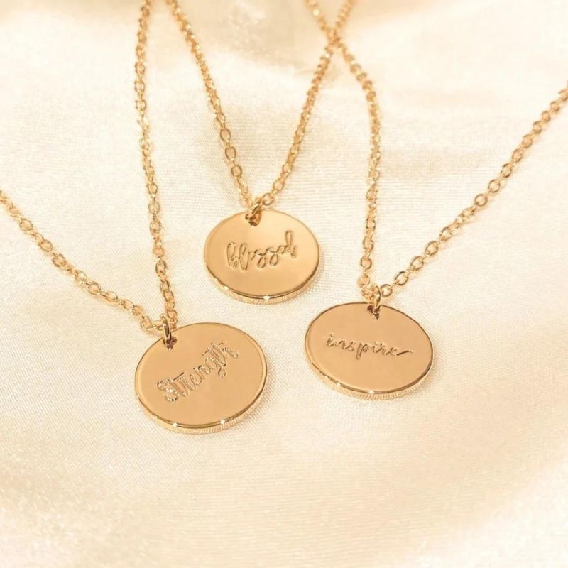 China Wholesale Stainless Steel Round Fine Good Necklace Custom Engrave Jewelry