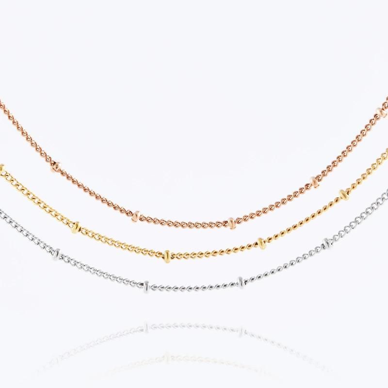 Dainty Gold Plated Curb Chain Jewelry with Roll Ball Satellite Necklace for Women Ladies