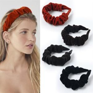 Wholesale New Creative Crinkle Glitter Velvet Wide Hair Bands Accessories for Women Fabric Wrinkle Cute Headband