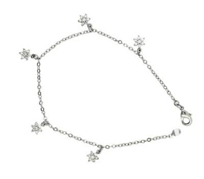 Sterling Silver Jewelry Kids&prime; Bracelet or Anklet Flower Shape