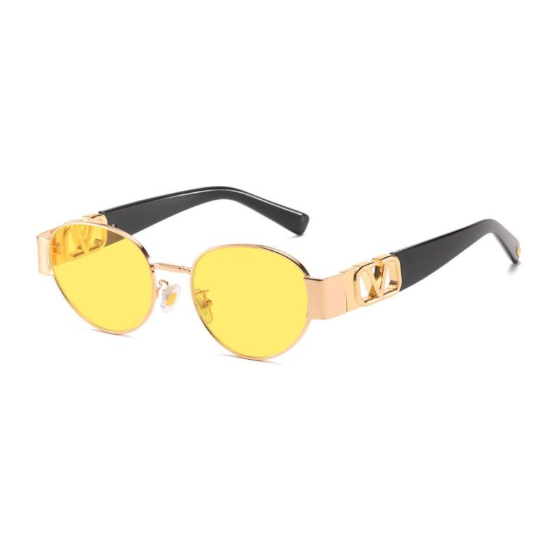 2020 Ready Made Vintage Oval Shape Metal Fashion Sunglasses