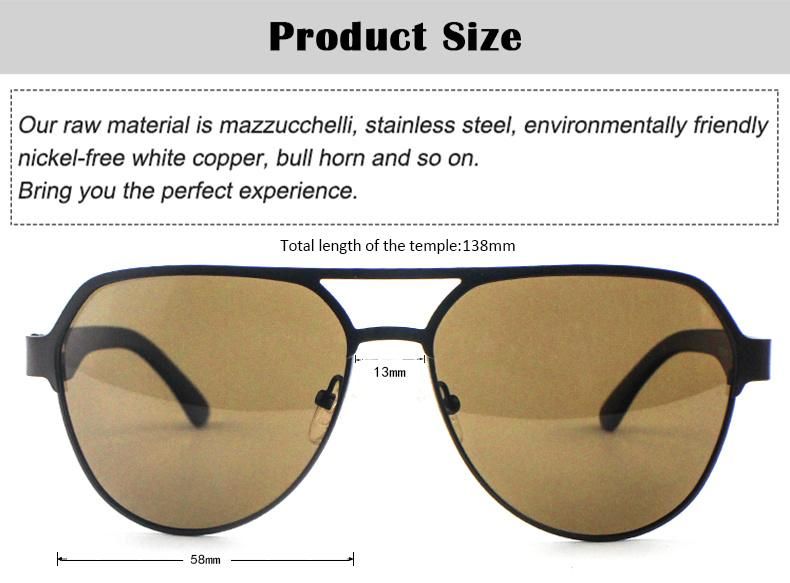 Top Flat Custom Logo Ready Fashion Metal Frame Polarized Men Sunglasses