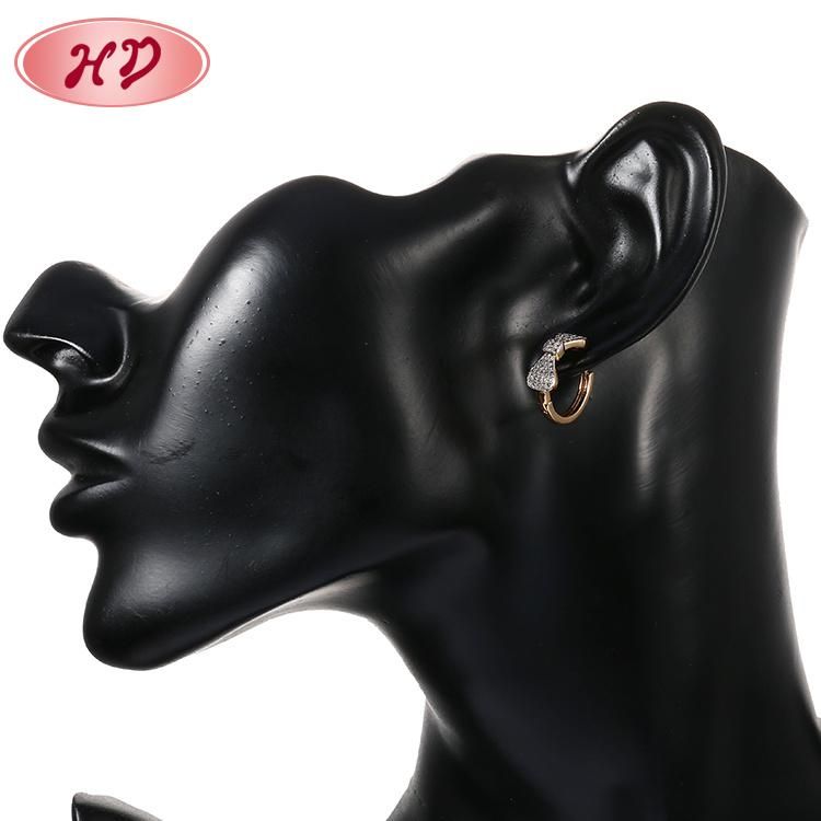Fashion 18K Gold Silver Alloy Jewelry Stud Drop Huggie CZ Hoop Earrings with Crystal for Women