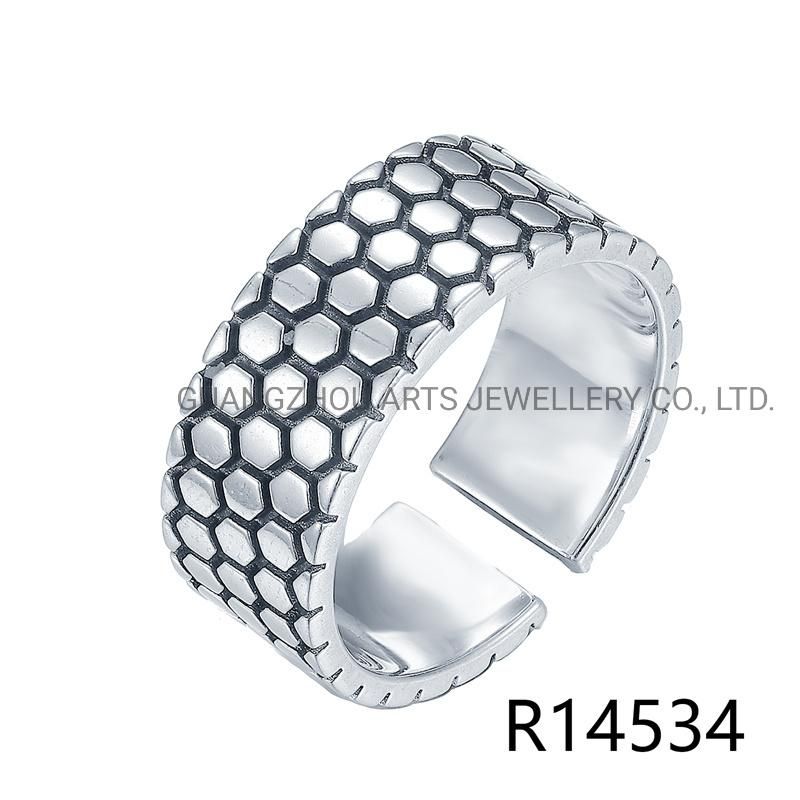 Hot Sale 925 Sterling Silver Vintage Twisted Hexagon Rope Ring