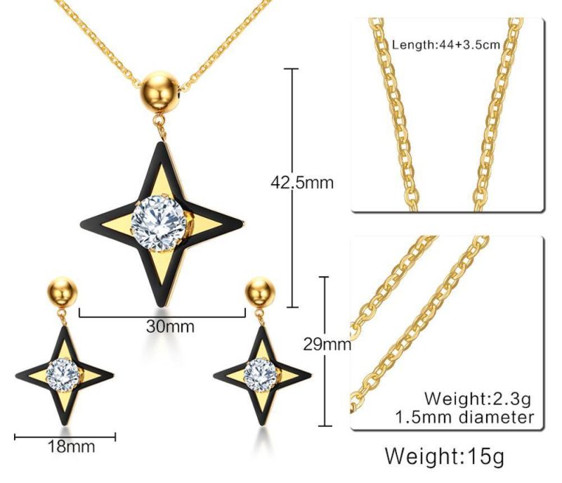 2019 New Arrival Dubai Meteor Gold CZ Crystal Stud Earrings Jewelry Set