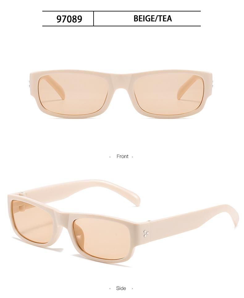 Sunglasses New Square Retro Small Frame Sunglasses Female Personality Rice Nail Olive Green Sunglasses