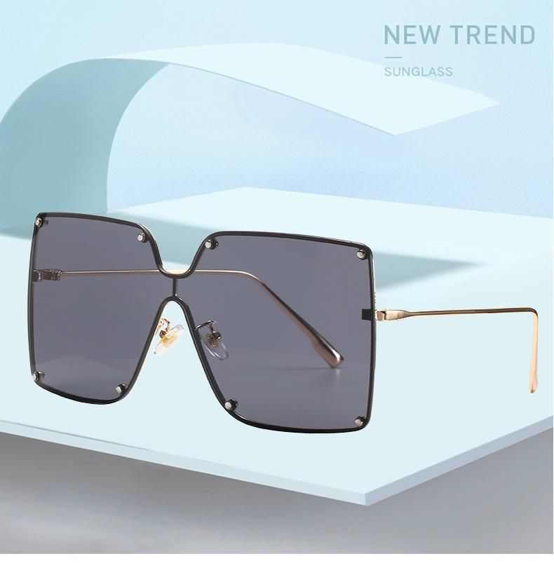 Metal Big Frame One-Piece Sunglasses Female European and American Trend Jelly Color Sunglasses Square Ocean Lens Glasses