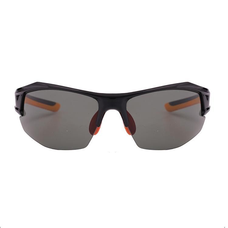 2019 Black Half Frame Sports Sunglasses with Yellow Rubber