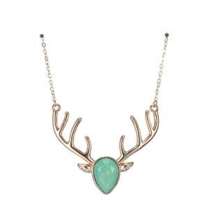 Fashion Christmas Deer Choker Necklace &amp; Pendant for Women Green Crystal Opal Copper Party Jewelry