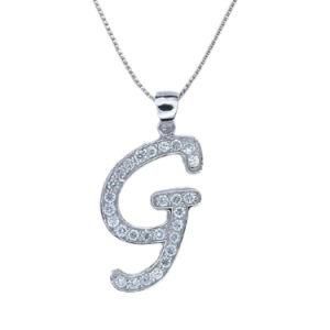 Bling Jewelry Silver CZ Cursive Initial Letter G Alphabet Necklace