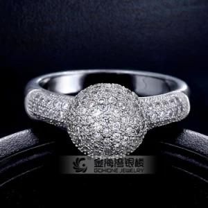 Micro Pave Setting Clear CZ Stone Bead Ball Ring